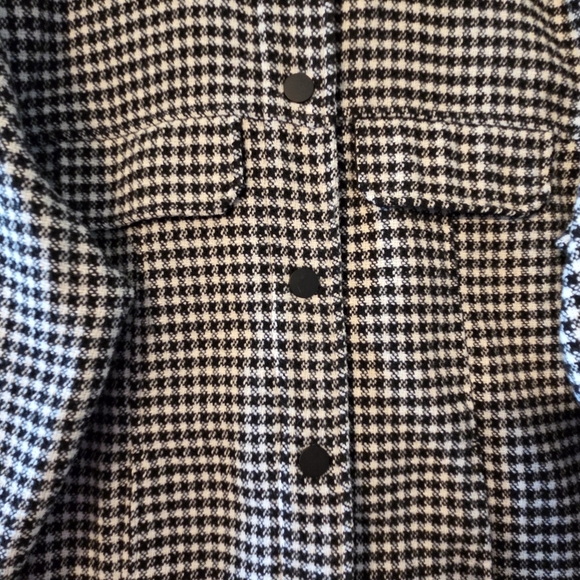 Joie Houndstooth Button Down Women's Boho Casual Shacket Black White Size 1X - Picture 8 of 16